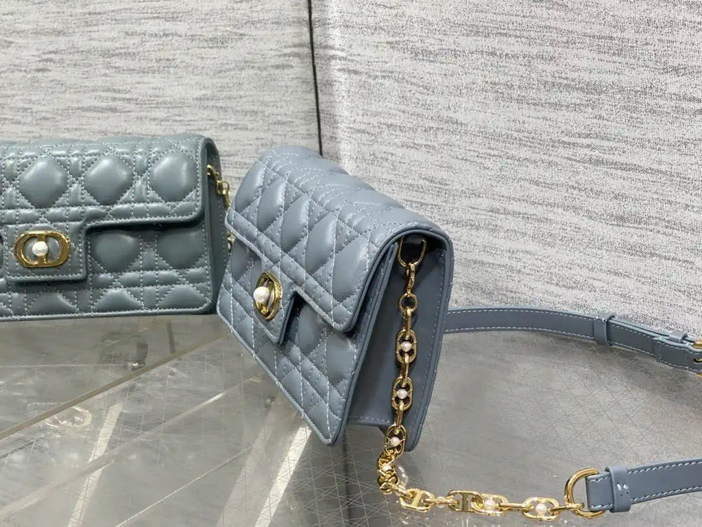 Dior Small Dior Jolie Bag With Chain Cannage Calfskin S3117 Blue