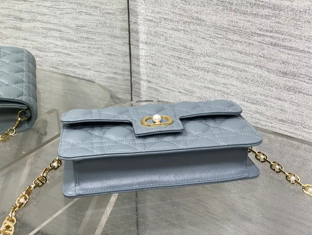 Dior Small Dior Jolie Bag With Chain Cannage Calfskin S3117 Blue