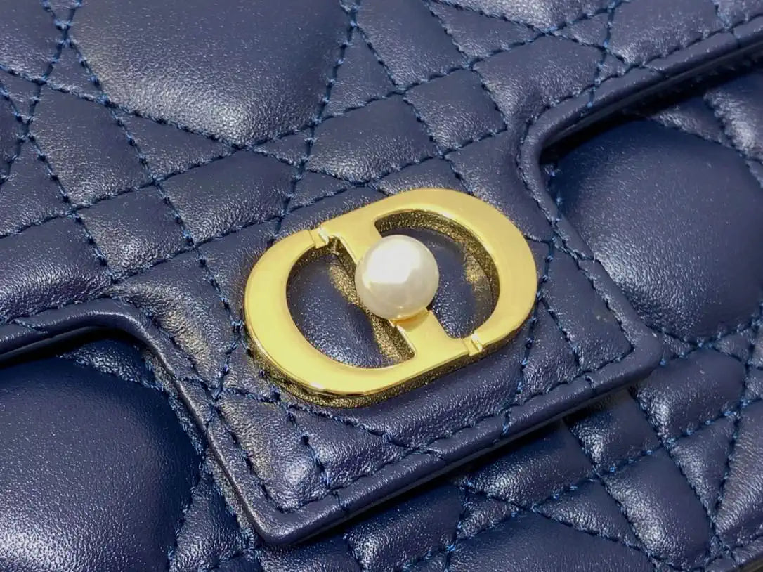 Dior Small Dior Jolie Bag With Chain Cannage Calfskin S3117 Navy Blue
