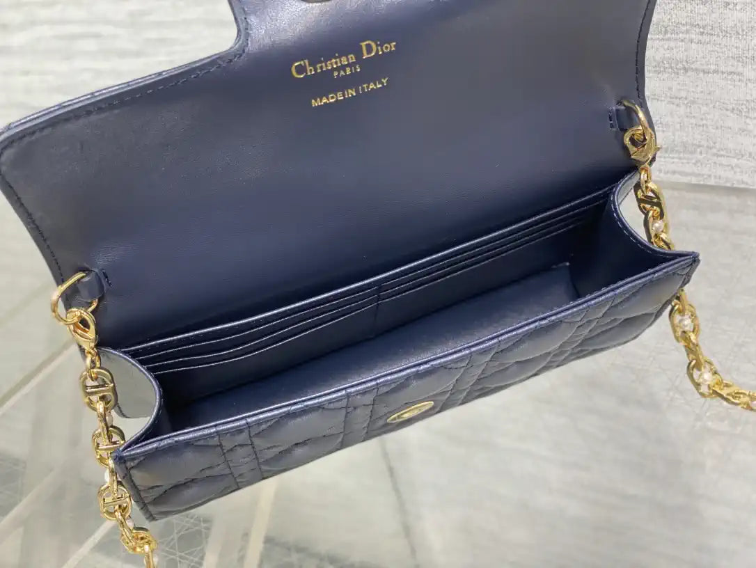 Dior Small Dior Jolie Bag With Chain Cannage Calfskin S3117 Navy Blue