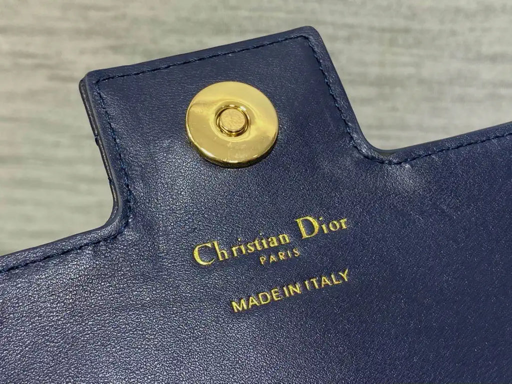 Dior Small Dior Jolie Bag With Chain Cannage Calfskin S3117 Navy Blue