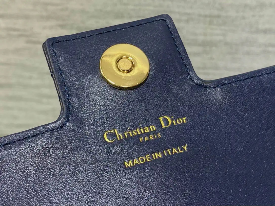 Dior Small Dior Jolie Bag With Chain Cannage Calfskin S3117 Navy Blue