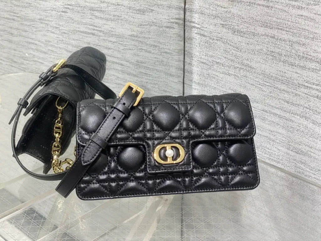 Dior Small Dior Jolie Bag With Chain Black Cannage Calfskin S3117
