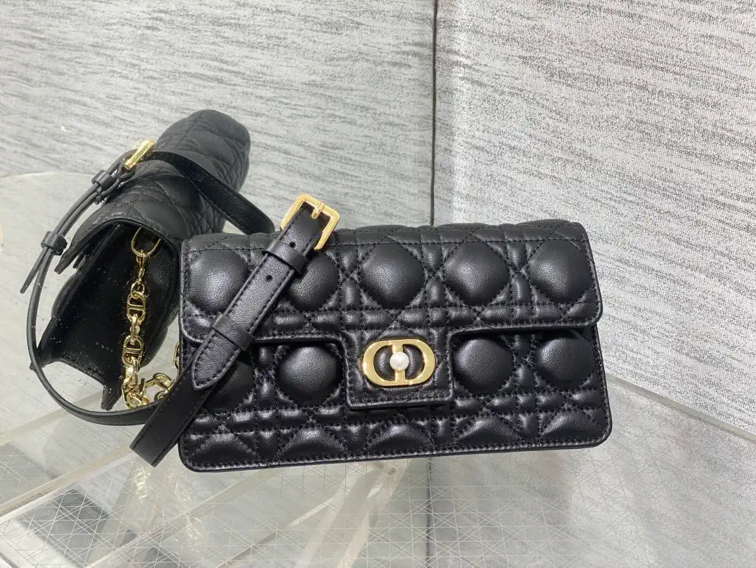 Dior Small Dior Jolie Bag With Chain Black Cannage Calfskin S3117