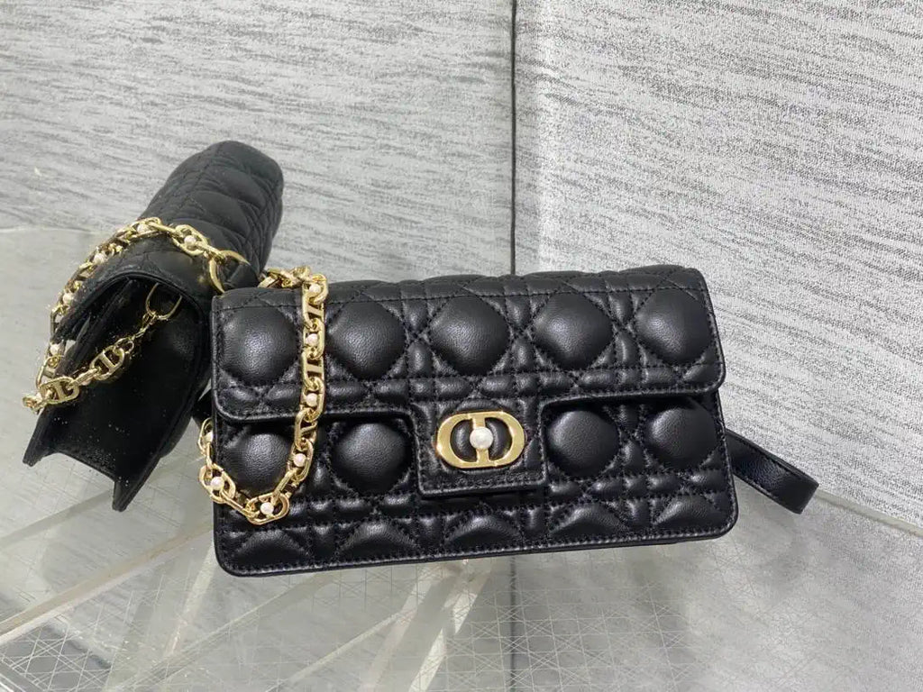 Dior Small Dior Jolie Bag With Chain Black Cannage Calfskin S3117