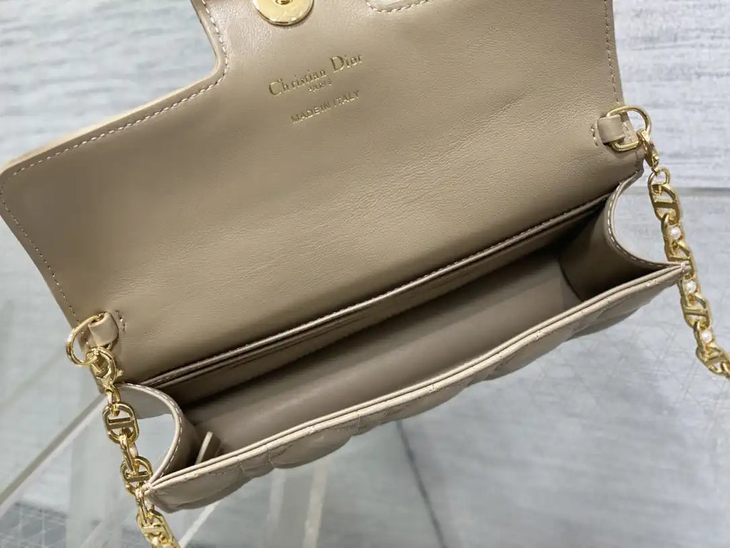 Dior Small Dior Jolie Bag With Chain Cannage Calfskin S3117 Apricot