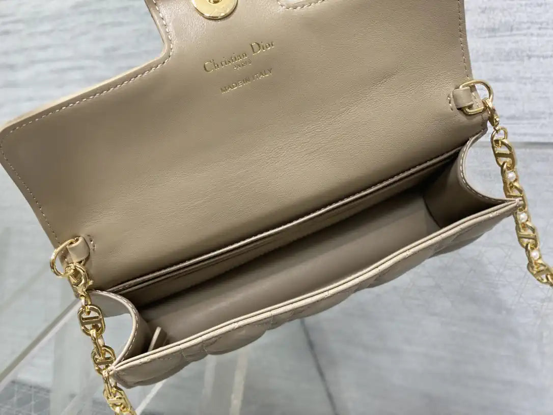 Dior Small Dior Jolie Bag With Chain Cannage Calfskin S3117 Apricot