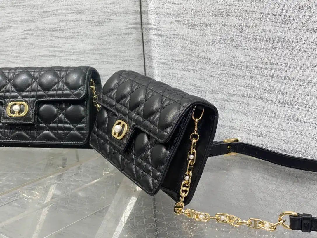 Dior Small Dior Jolie Bag With Chain Black Cannage Calfskin S3117
