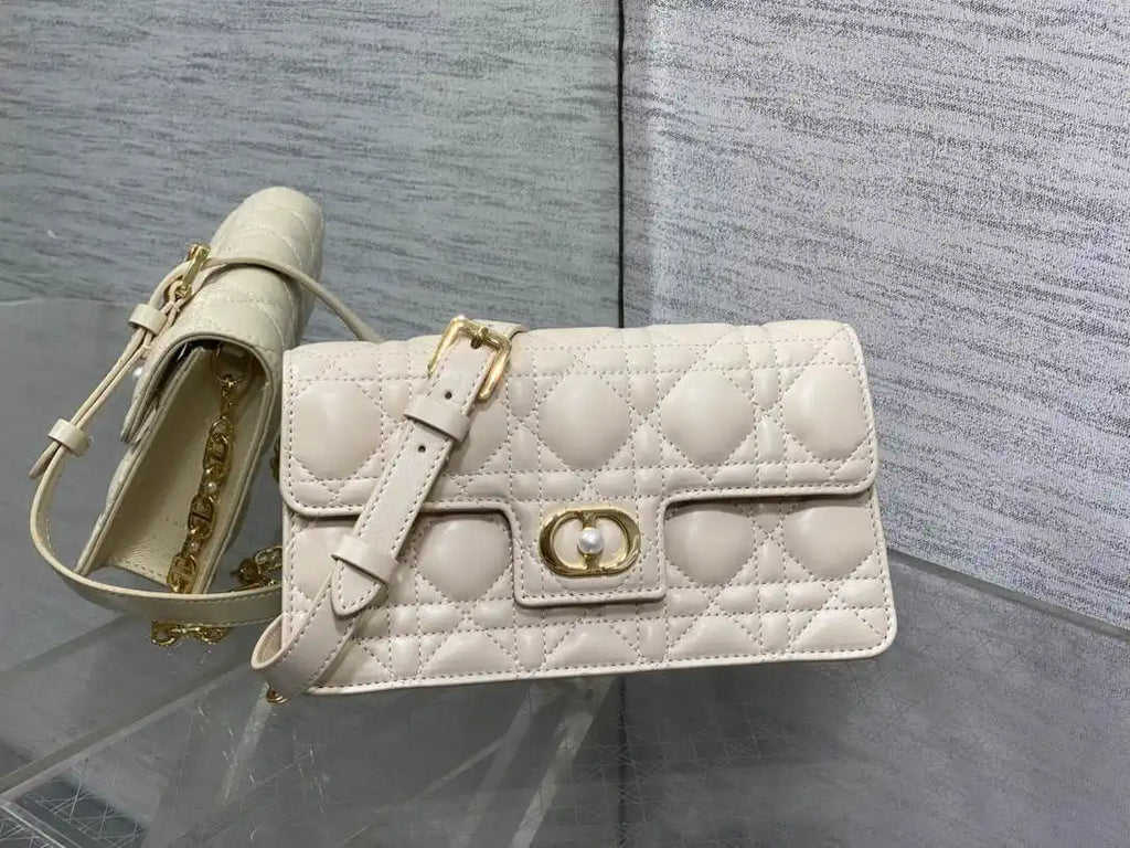Dior Small Dior Jolie Bag With Chain Ivory Cannage Calfskin S3117