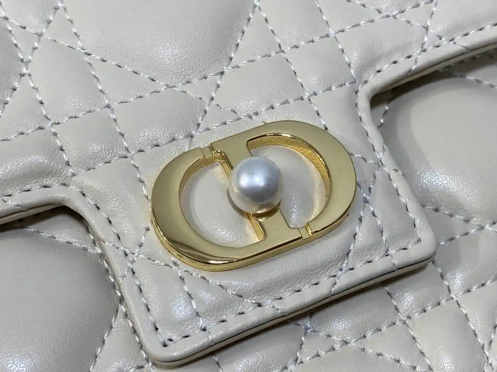 Dior Small Dior Jolie Bag With Chain Ivory Cannage Calfskin S3117