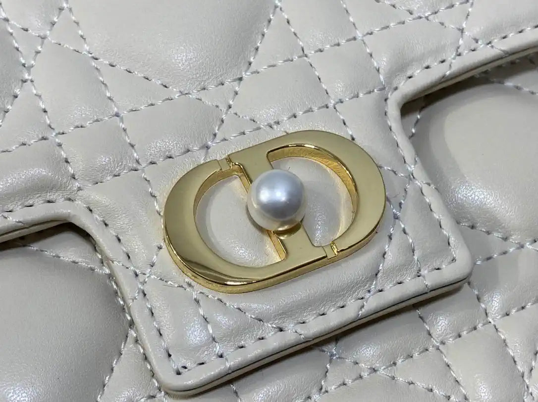 Dior Small Dior Jolie Bag With Chain Ivory Cannage Calfskin S3117