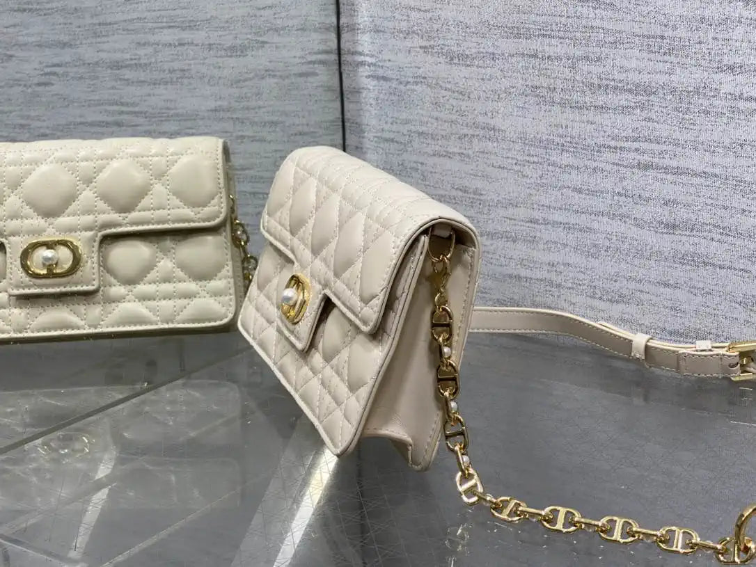 Dior Small Dior Jolie Bag With Chain Ivory Cannage Calfskin S3117