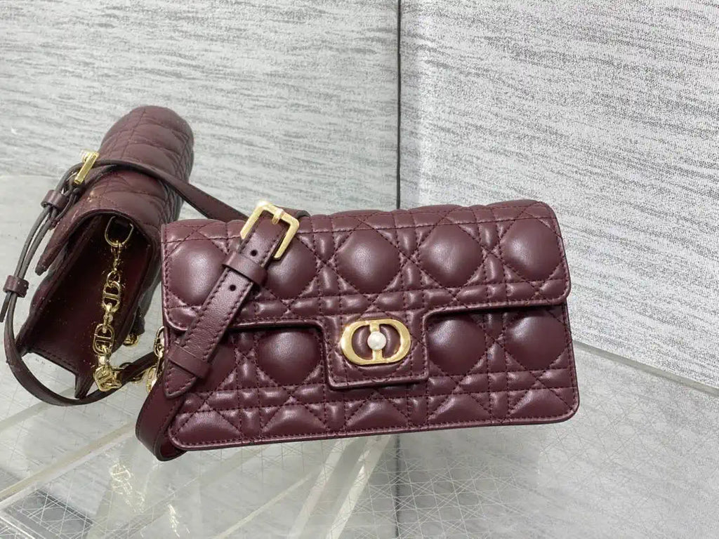 Dior Small Dior Jolie Bag With Chain Wine Red Cannage Calfskin S3117
