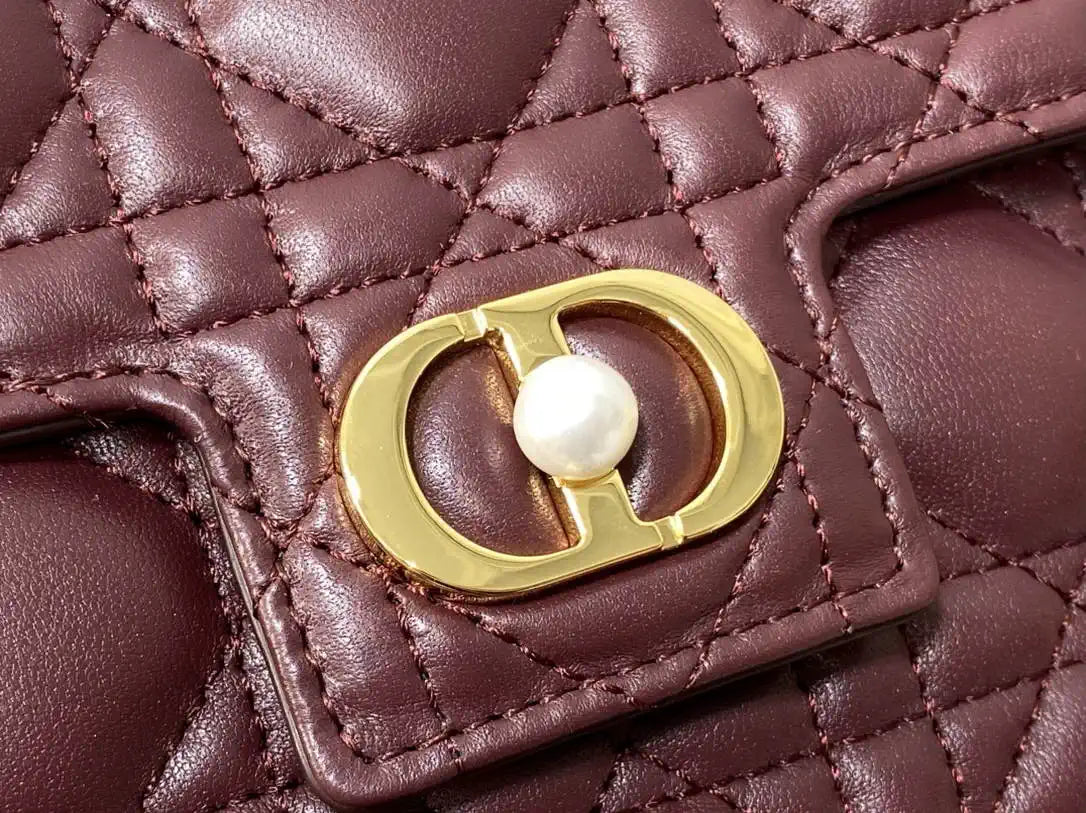 Dior Small Dior Jolie Bag With Chain Wine Red Cannage Calfskin S3117