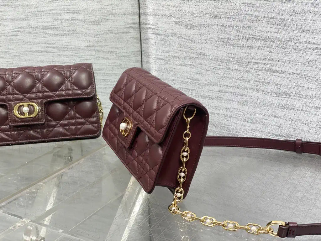 Dior Small Dior Jolie Bag With Chain Wine Red Cannage Calfskin S3117
