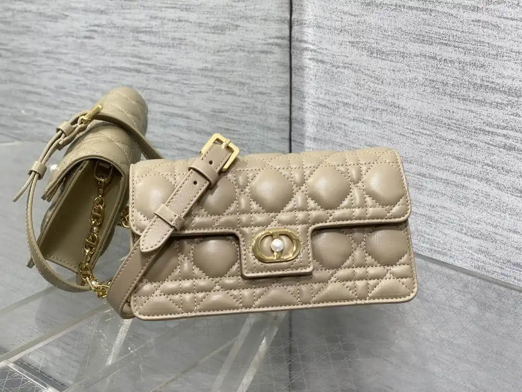 Dior Small Dior Jolie Bag With Chain Cannage Calfskin S3117 Apricot