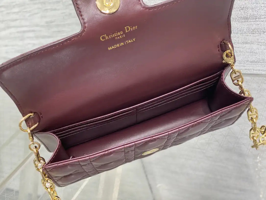 Dior Small Dior Jolie Bag With Chain Wine Red Cannage Calfskin S3117