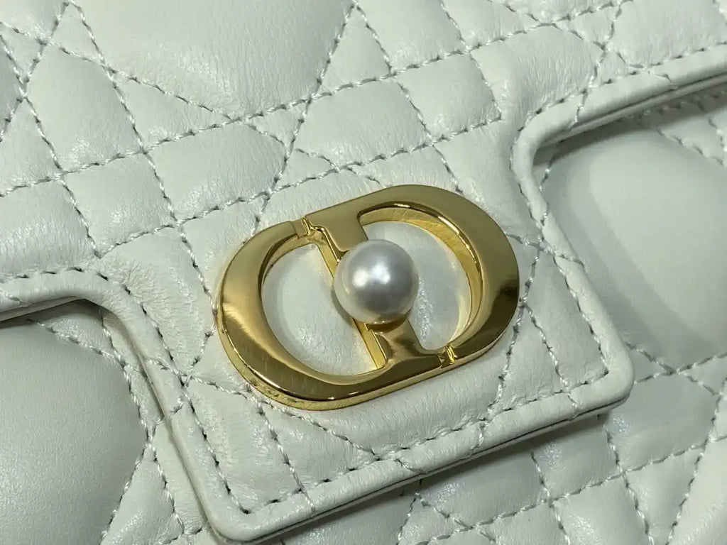 Dior Small Dior Jolie Bag With Chain Cannage Calfskin S3117 White