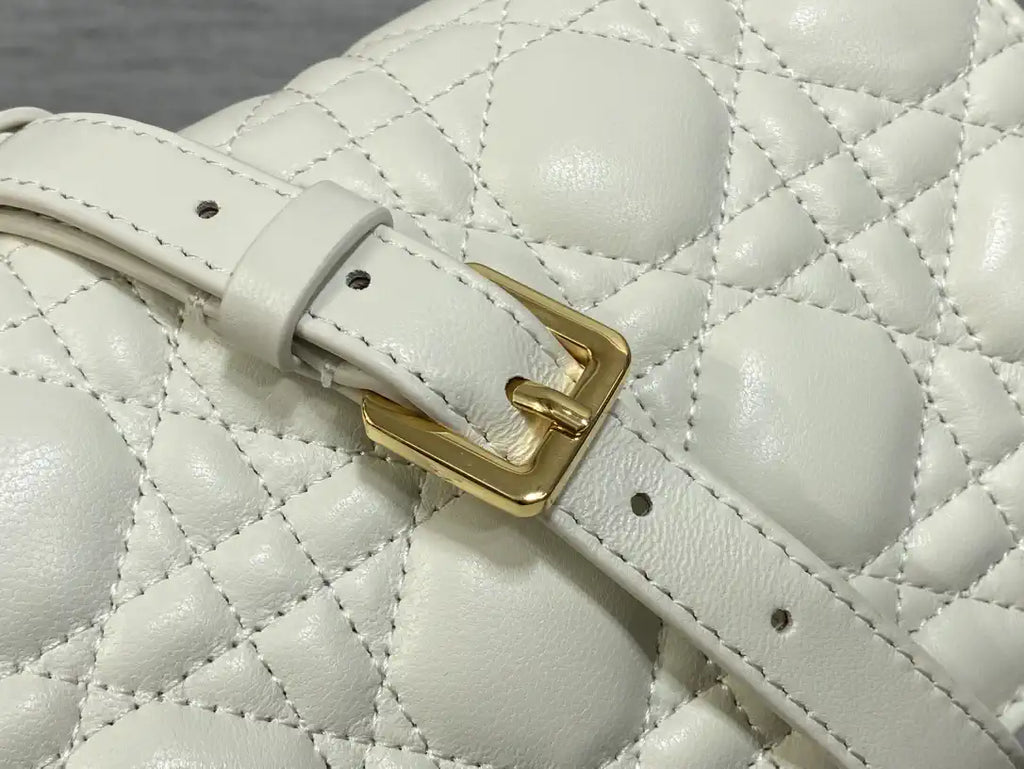 Dior Small Dior Jolie Bag With Chain Cannage Calfskin S3117 White