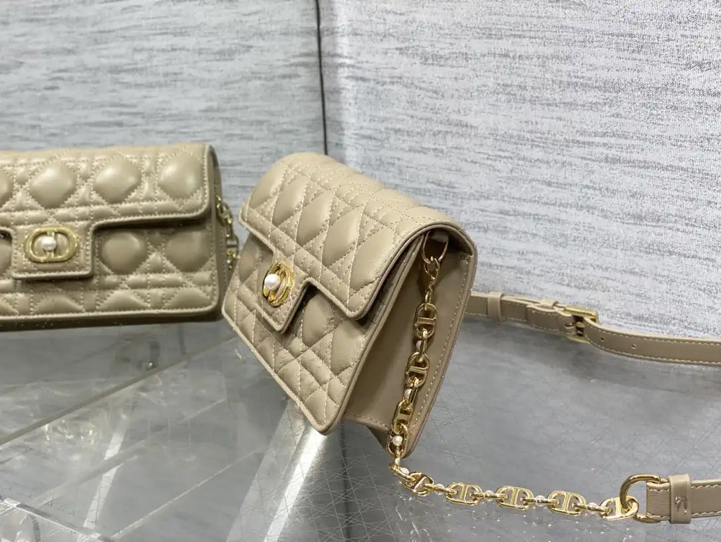 Dior Small Dior Jolie Bag With Chain Cannage Calfskin S3117 Apricot