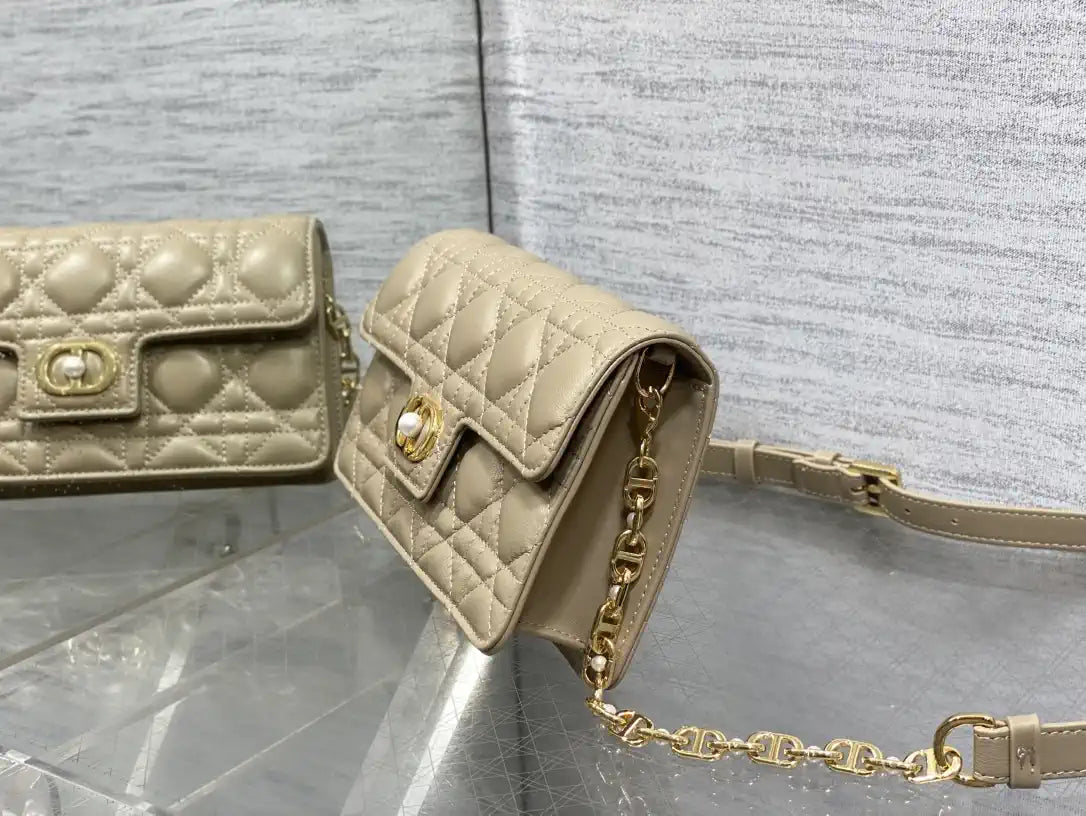 Dior Small Dior Jolie Bag With Chain Cannage Calfskin S3117 Apricot