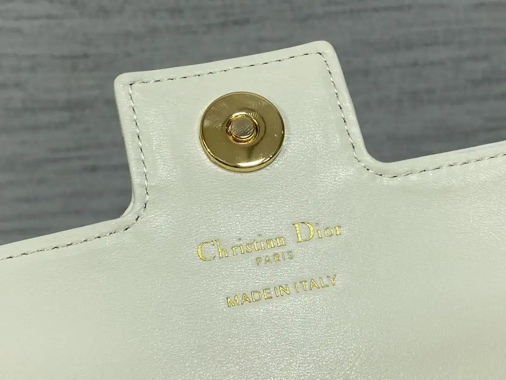 Dior Small Dior Jolie Bag With Chain Cannage Calfskin S3117 White