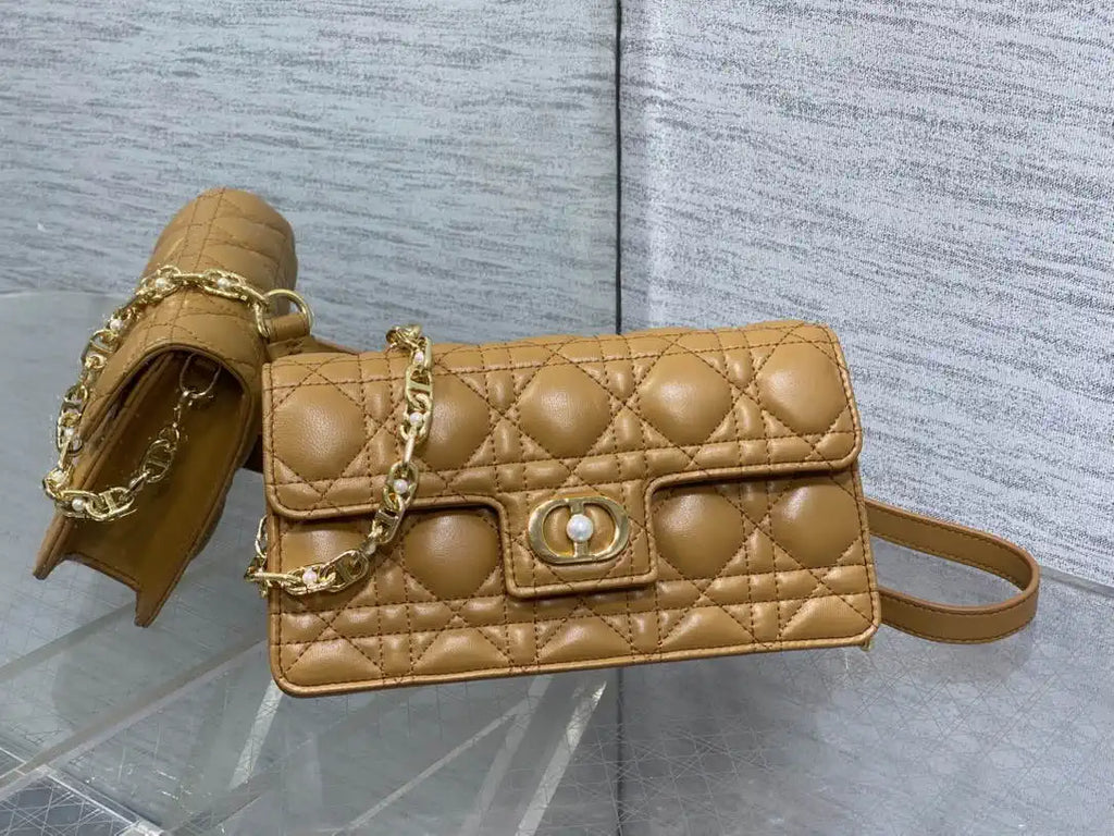 Dior Small Dior Jolie Bag With Chain Cannage Calfskin S3117 Caramel
