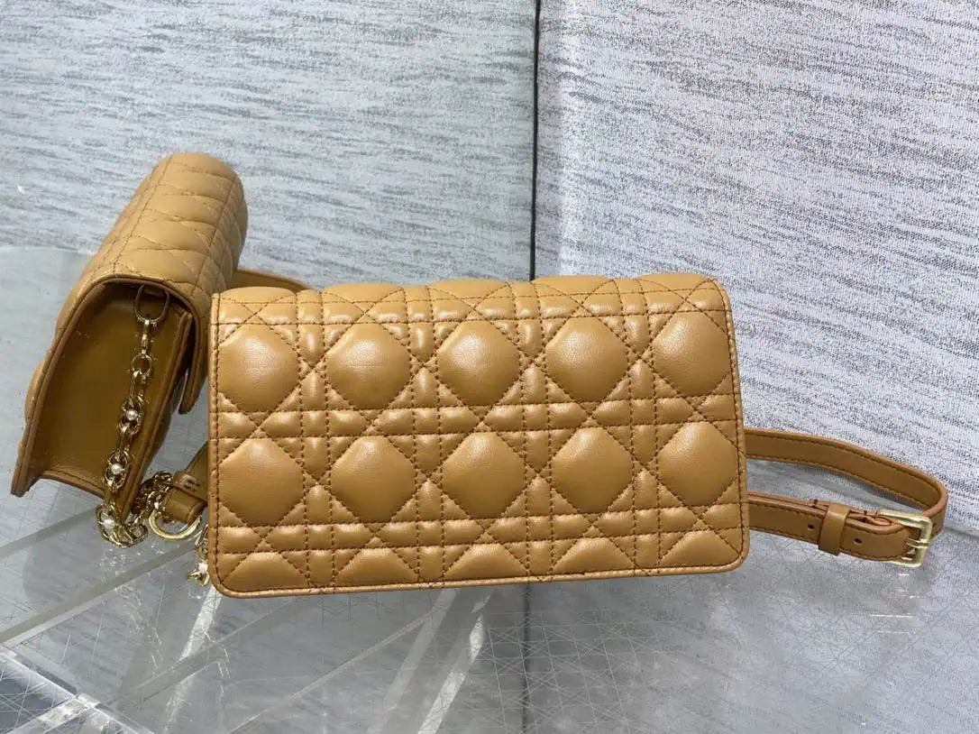 Dior Small Dior Jolie Bag With Chain Cannage Calfskin S3117 Caramel