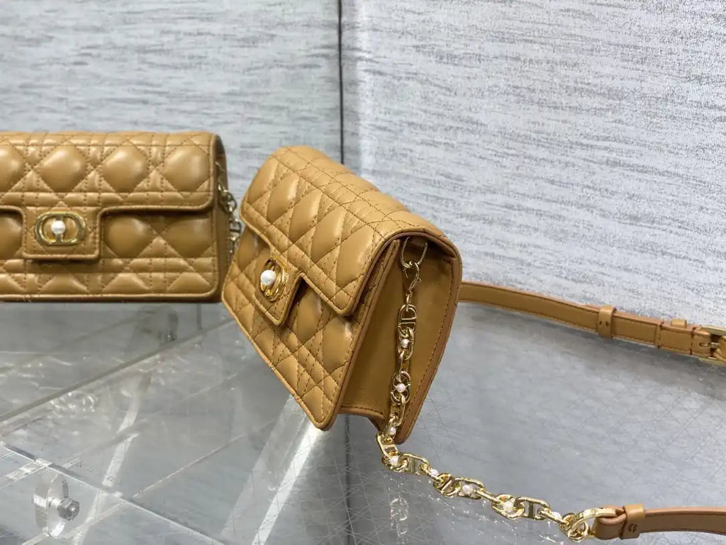 Dior Small Dior Jolie Bag With Chain Cannage Calfskin S3117 Caramel