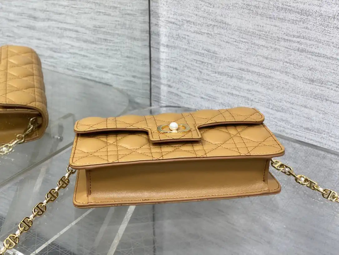 Dior Small Dior Jolie Bag With Chain Cannage Calfskin S3117 Caramel