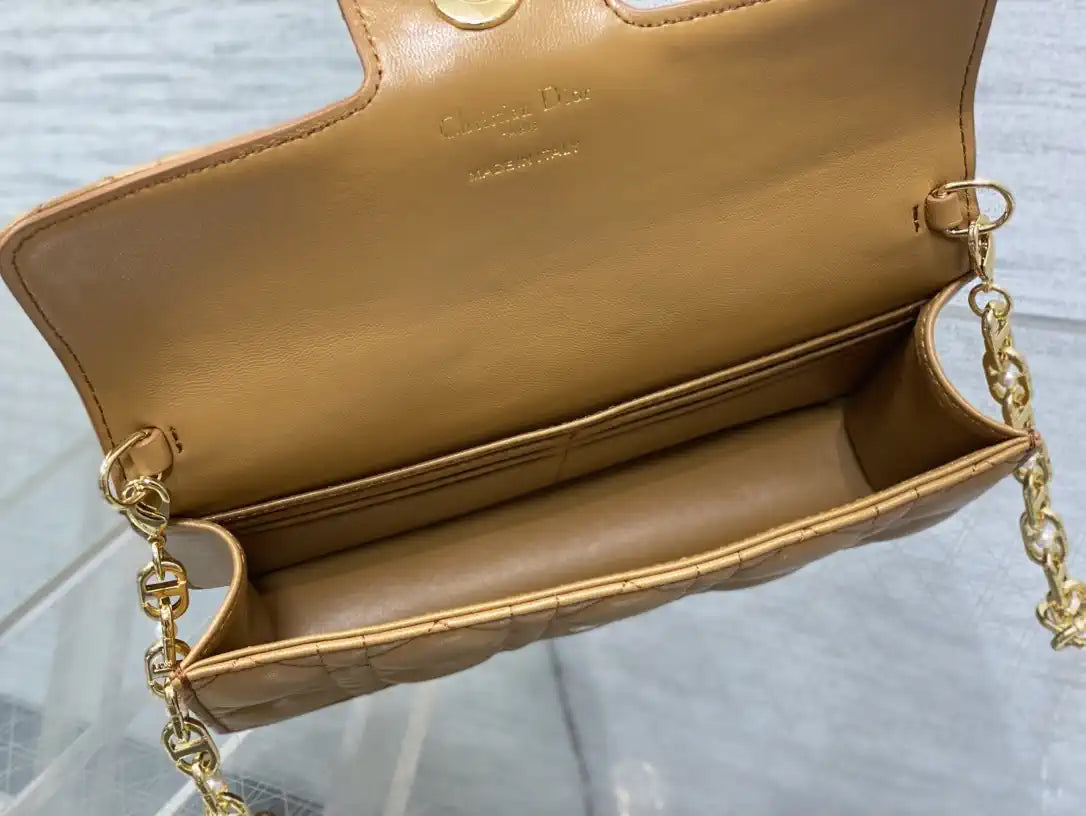 Dior Small Dior Jolie Bag With Chain Cannage Calfskin S3117 Caramel