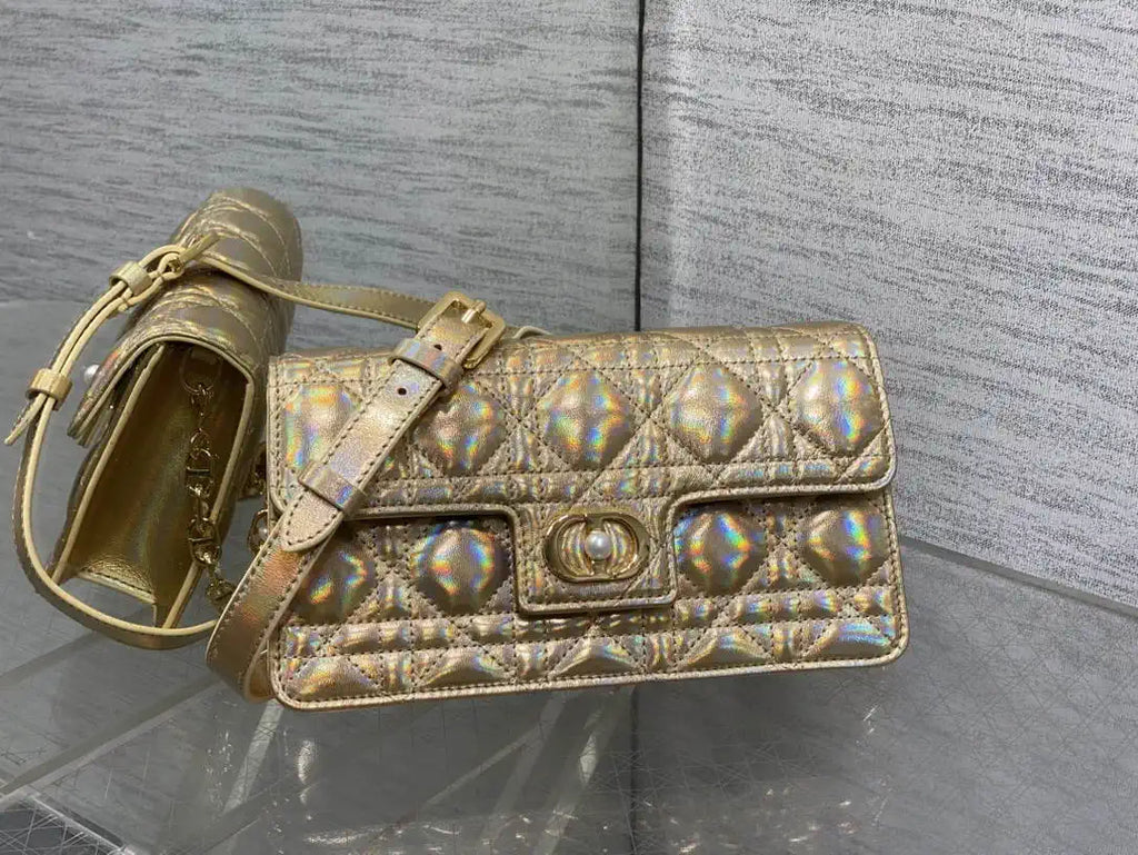 Dior Small Dior Jolie Bag With Chain Cannage Calfskin S3117 Gold