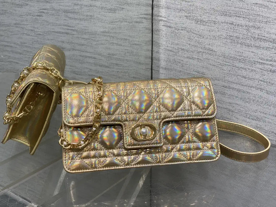 Dior Small Dior Jolie Bag With Chain Cannage Calfskin S3117 Gold