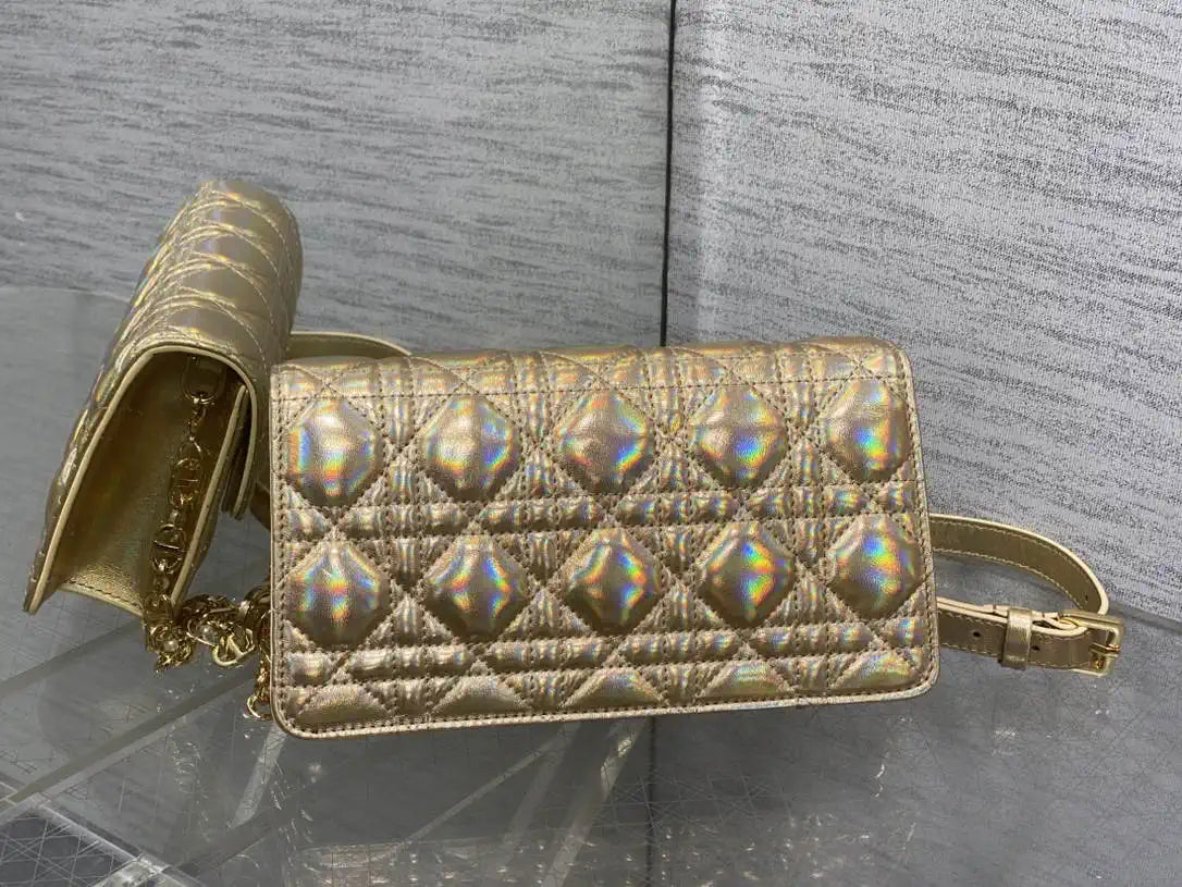 Dior Small Dior Jolie Bag With Chain Cannage Calfskin S3117 Gold