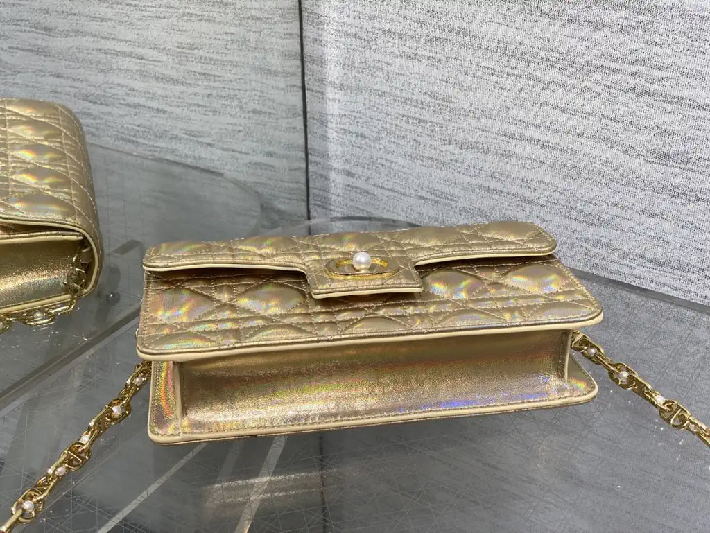 Dior Small Dior Jolie Bag With Chain Cannage Calfskin S3117 Gold