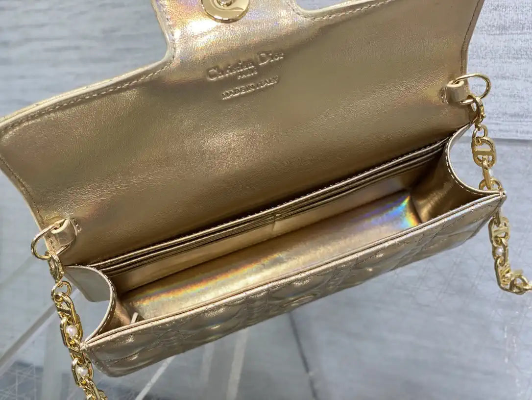 Dior Small Dior Jolie Bag With Chain Cannage Calfskin S3117 Gold