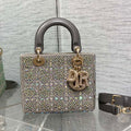 Dior Small Lady Bag Lambskin M0538 Limited Edition Heavy Industry Beads Gray - Default Title - View 1