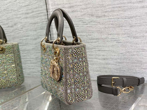 Dior Small Lady Bag Lambskin M0538 Limited Edition Heavy Industry Beads Gray - Default Title - View 6