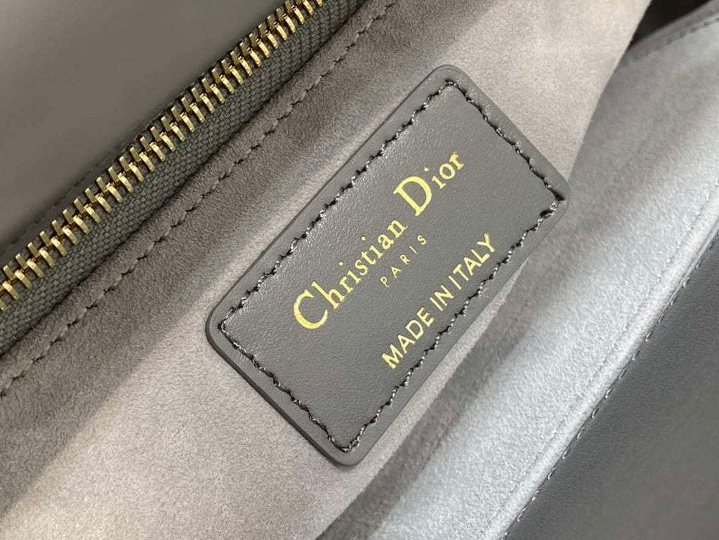 Dior Small Lady Bag Lambskin M0538 Limited Edition Heavy Industry Beads Gray