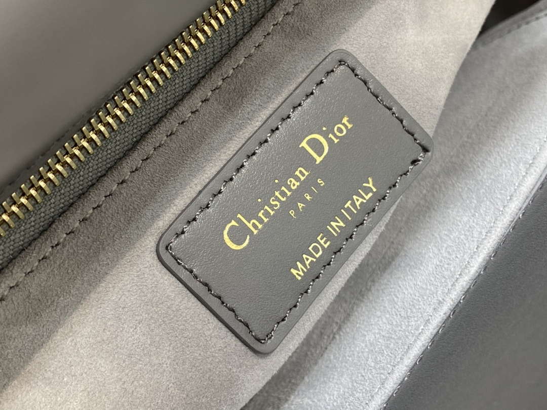 Dior Small Lady Bag Lambskin M0538 Limited Edition Heavy Industry Beads Gray
