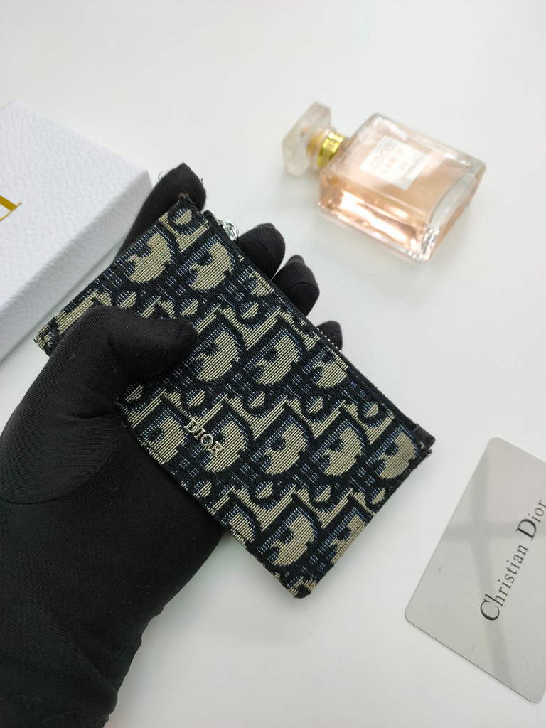 Dior SMALL LADY DIOR ZIPPED CARD HOLDER S0478 Dior Oblique Jacquard Blue
