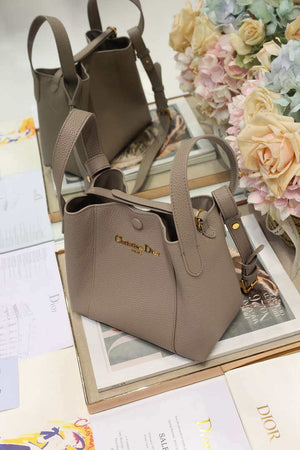 Dior M2840 Small Signature Bucket Bag Grained Calfskin Gray - Default Title - View 3