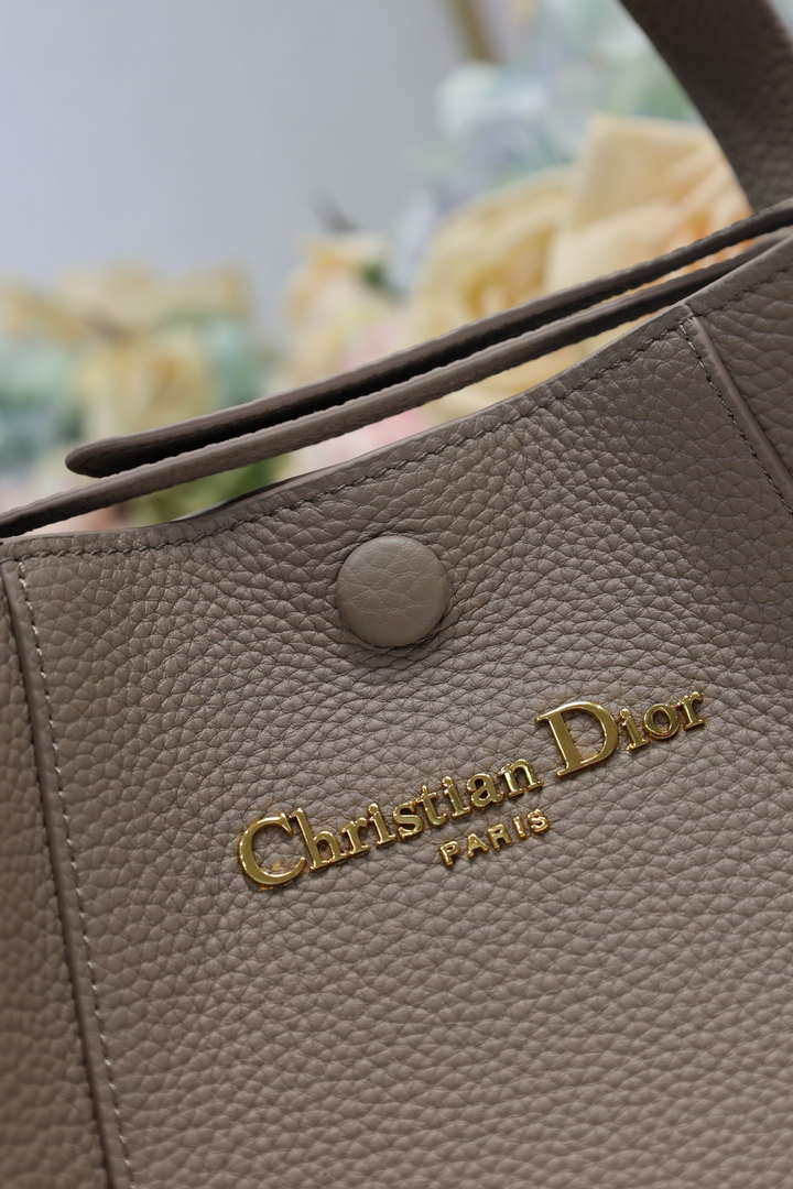 Dior M2840 Small Signature Bucket Bag Grained Calfskin Gray
