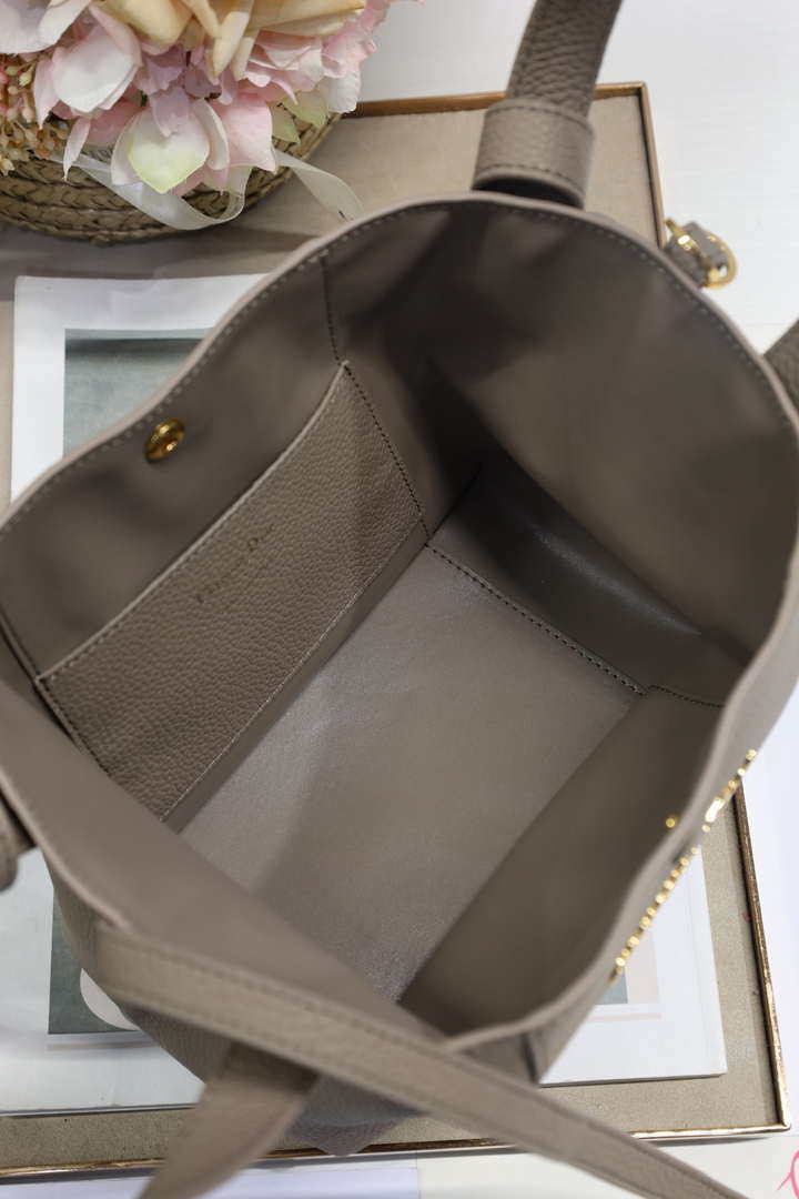 Dior M2840 Small Signature Bucket Bag Grained Calfskin Gray