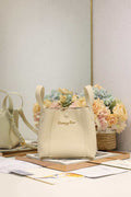 Dior M2840 Small Signature Bucket Bag Grained Calfskin Light Yellow