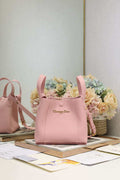 Dior M2840 Small Signature Bucket Bag Grained Calfskin Pink