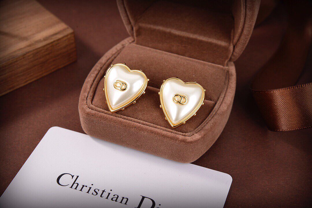 Dior Petit CD Earrings Gold-Finish Metal and White Resin Pearls 20199 - luxibagsmall