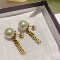 Dior J'ADIOR Earrings Antique Gold-Finish Metal White Resin Pearls and White Crystals 20202 - luxibagsmall