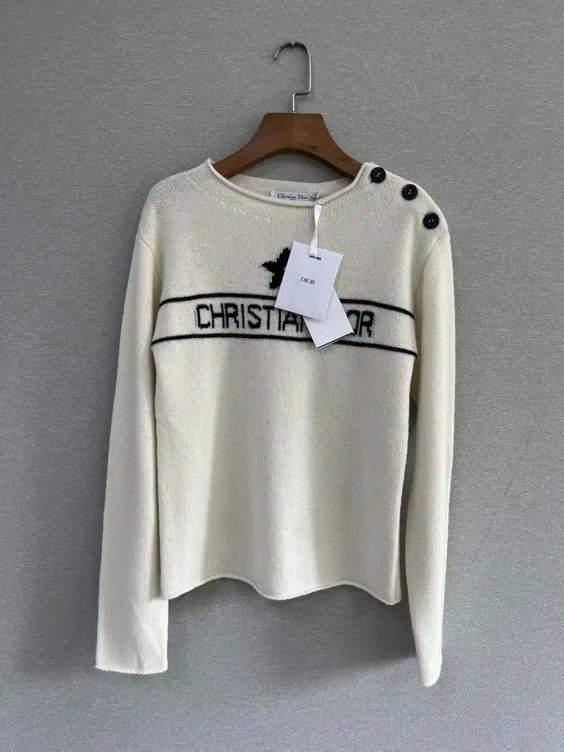Dior Women Anchor Shoulder Lucky Star cashmere Sweater D38616
