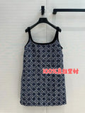 Dior Women Blue and white Princess Diana rattan check slip  dress D38700